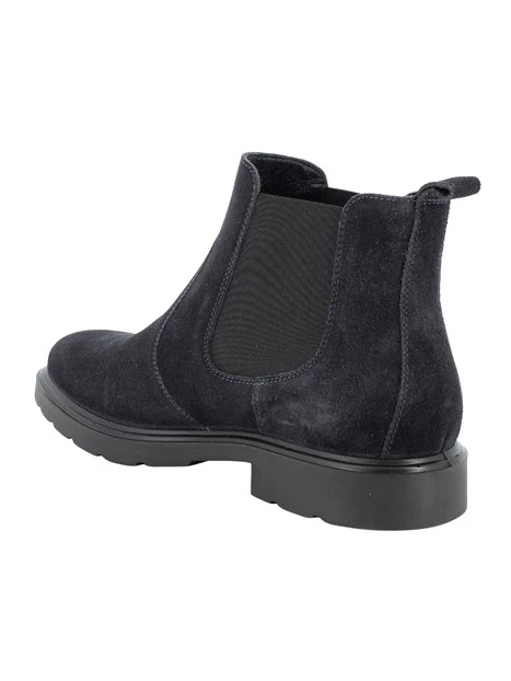 STIVALETTI TACCO BASSO IN PELLE SCAMOSCIATA CON INSERTI ELASTICI UOMO BLU