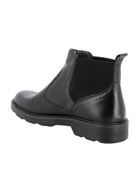 STIVALETTI TACCO BASSO IN PELLE E CON INSERTI ELASTICI UOMO NERO