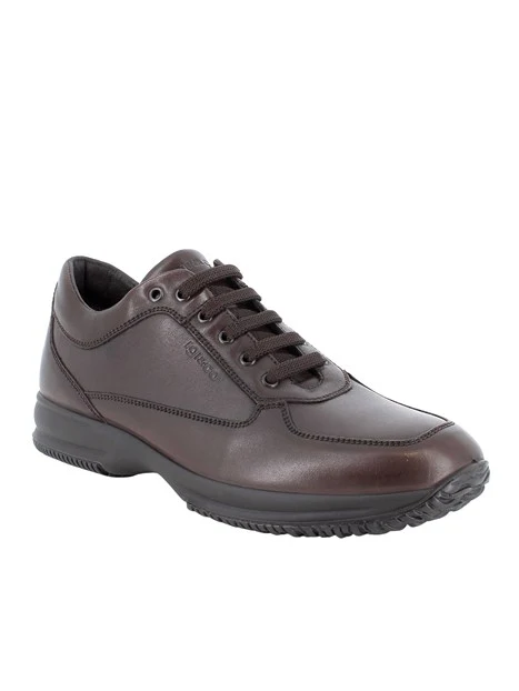 SNEAKERS BASSE IN PELLE CON LACCI UOMO MARRONE