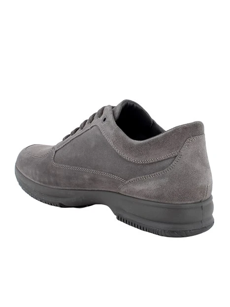 SNEAKERS BASSE IN PELLE SCAMOSCIATA CON LACCI UOMO ANTRACITE