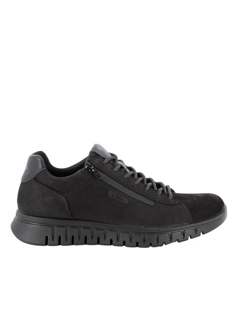 SNEAKERS BASSE IN NABUK CON ZIP UOMO NERO