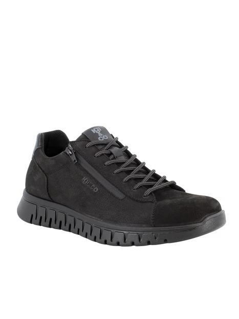 SNEAKERS BASSE IN NABUK CON ZIP UOMO NERO