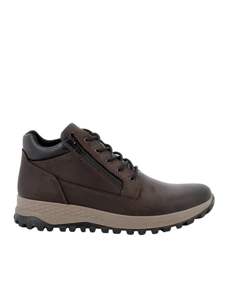 SNEAKERS ALTE IN NABUK CON LACCI E ZIP UOMO MARRONE