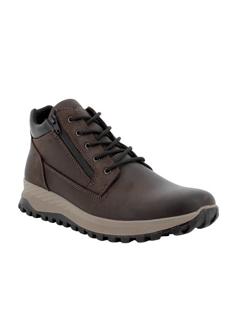 SNEAKERS ALTE IN NABUK CON LACCI E ZIP UOMO MARRONE