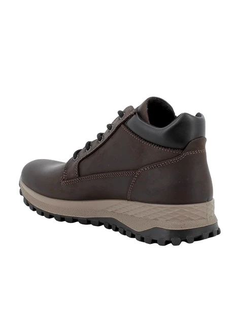 SNEAKERS ALTE IN NABUK CON LACCI E ZIP UOMO MARRONE