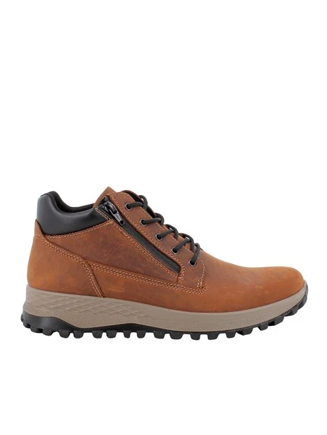SNEAKERS ALTE IN NABUK CON ZIP E LACCI UOMO MARRONE