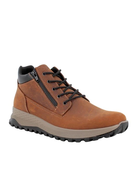 SNEAKERS ALTE IN NABUK CON ZIP E LACCI UOMO MARRONE