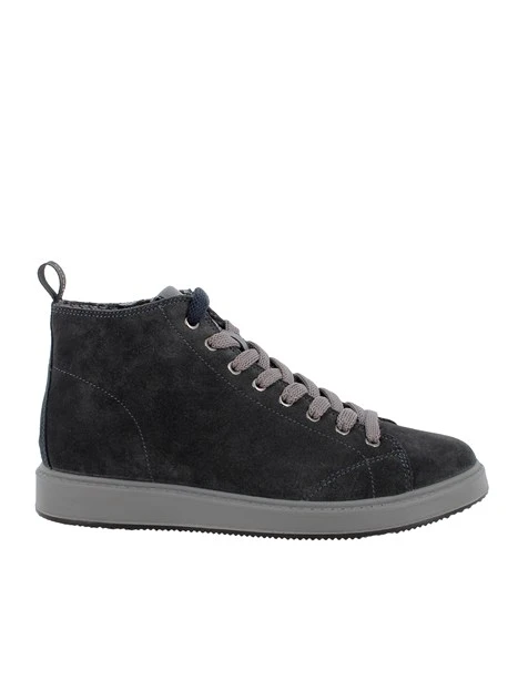 SNEAKERS ALTE IN PELLE SCAMOSCIATA CON LACCI UOMO BLU
