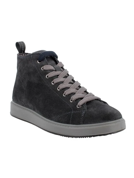 SNEAKERS ALTE IN PELLE SCAMOSCIATA CON LACCI UOMO BLU