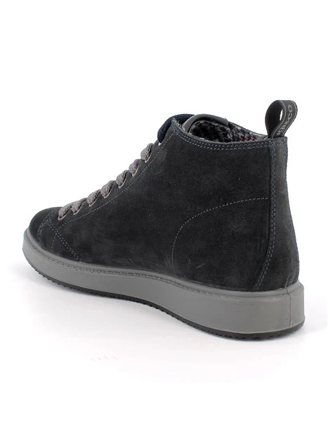 SNEAKERS ALTE IN PELLE SCAMOSCIATA CON LACCI UOMO BLU