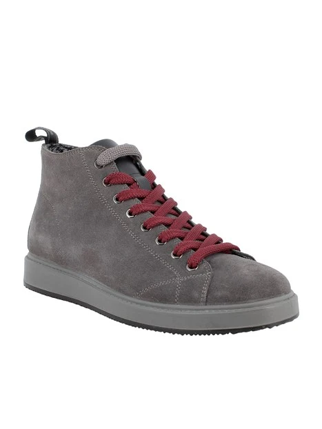 SNEAKERS ALTE IN PELLE SCAMOSCIATA UOMO ANTRACITE