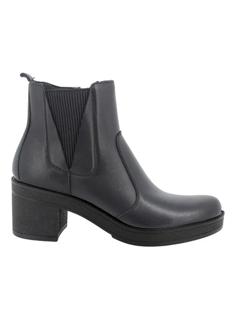 STIVALETTI CHELSEA IN PELLE CON TACCO DONNA NERO