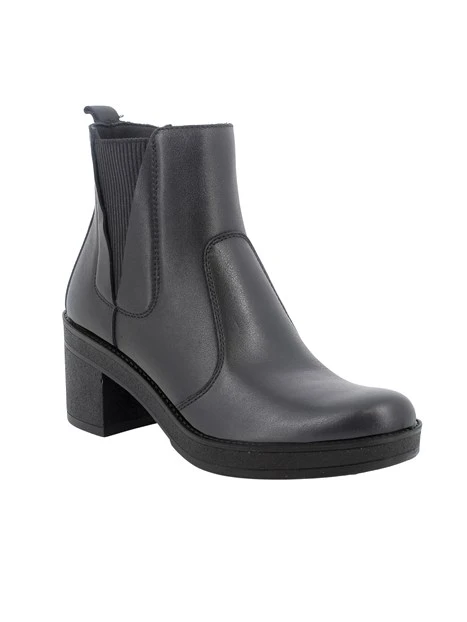 STIVALETTI CHELSEA IN PELLE CON TACCO DONNA NERO