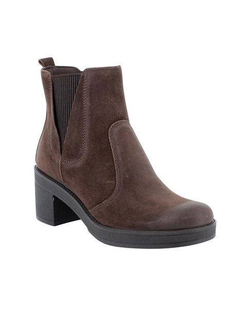 STIVALETTI CHELSEA IN CAMOSCIO CON TACCO ALTO DONNA MARRONE