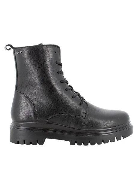 ANFIBI IN PELLE CON LACCI DONNA NERO