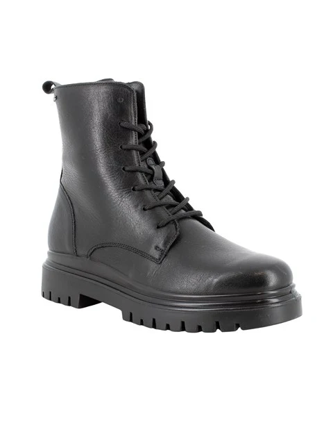 ANFIBI IN PELLE CON LACCI DONNA NERO
