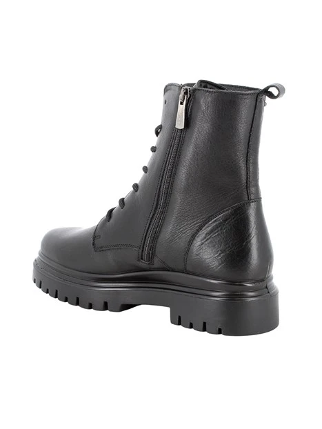 ANFIBI IN PELLE CON LACCI DONNA NERO