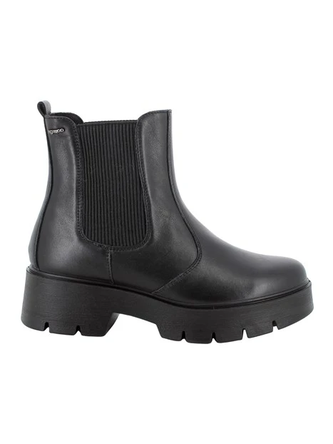 STIVALETTI TACCO ALTO IN PELLE E CON ELASTICI DONNA NERO