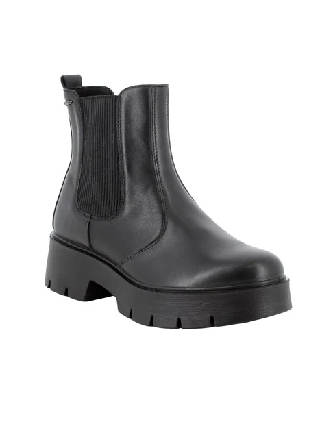 STIVALETTI TACCO ALTO IN PELLE E CON ELASTICI DONNA NERO
