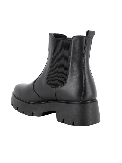 STIVALETTI TACCO ALTO IN PELLE E CON ELASTICI DONNA NERO