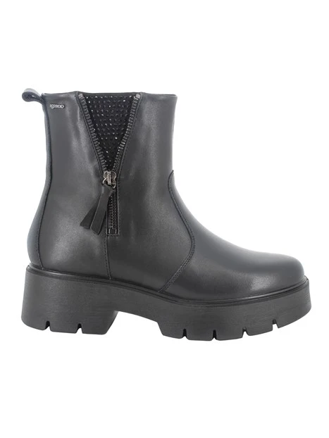 STIVALETTI TACCO ALTO IN PELLE ECON ZIP LATERALE DONNA NERO