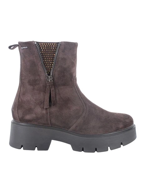 STIVALETTI TACCO ALTO IN CAMOSCIO CON ZIP DONNA MARRONE