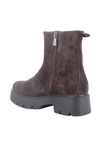 STIVALETTI TACCO ALTO IN CAMOSCIO CON ZIP DONNA MARRONE
