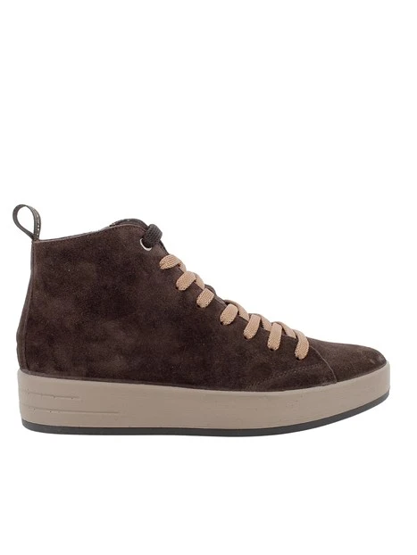 SNEAKERS ALTE IN CAMOSCIO CON LACCI DONNA MARRONE
