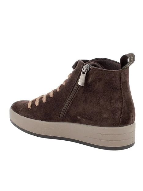 SNEAKERS ALTE IN CAMOSCIO CON LACCI DONNA MARRONE