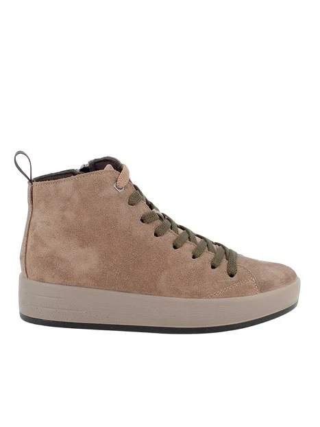 SNEAKERS ALTE IN CAMOSCIO CON LACCI DONNA BEIGE
