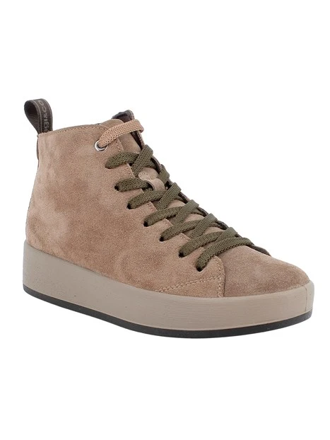 SNEAKERS ALTE IN CAMOSCIO CON LACCI DONNA BEIGE