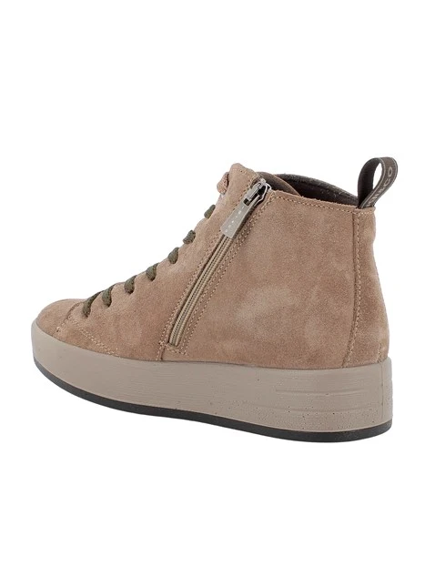 SNEAKERS ALTE IN CAMOSCIO CON LACCI DONNA BEIGE