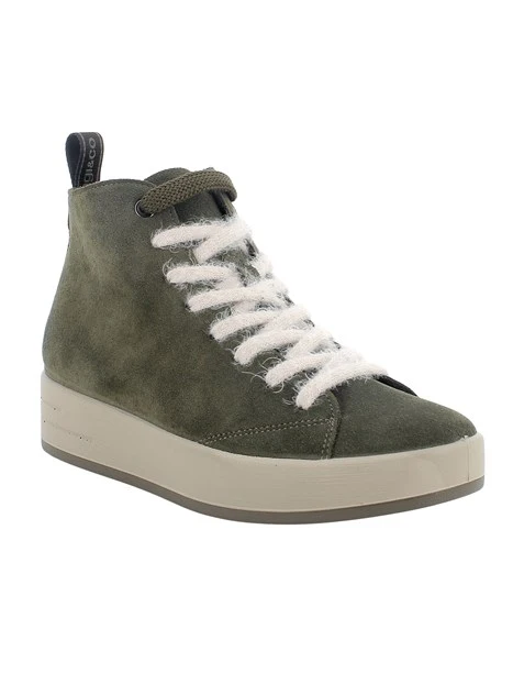 SNEAKERS ALTE IN CAMOSCIO CON LACCI DONNA VERDE