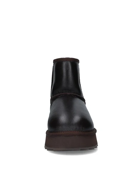 STIVALETTI TACCO BASSO IMBOTTITI IN PELLE DONNA MARRONE SCURO
