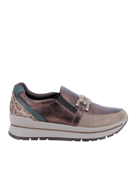 SNEAKERS SLIP ON CON CATENA E INSERTI MULTICOLOR DONNA MARRONE