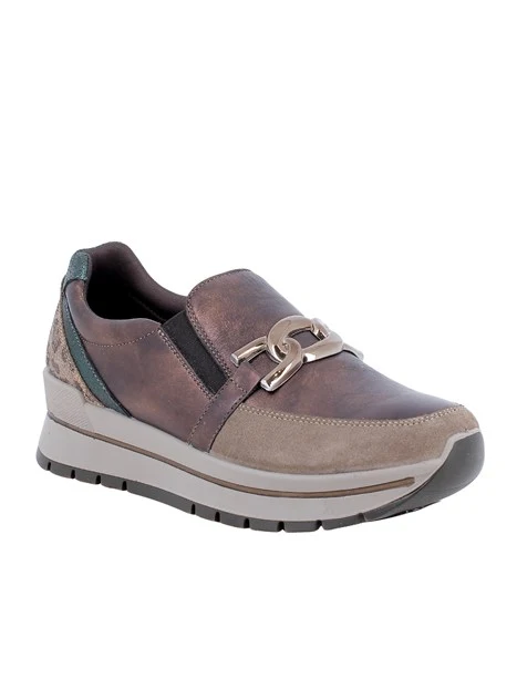 SNEAKERS SLIP ON CON CATENA E INSERTI MULTICOLOR DONNA MARRONE
