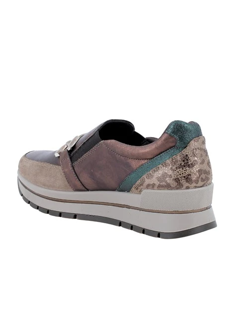 SNEAKERS SLIP ON CON CATENA E INSERTI MULTICOLOR DONNA MARRONE