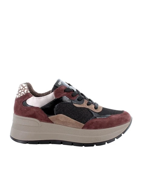 SNEAKERS BASSE MULTICOLOR CON INSERTI IN CAMESOCIO DONNA BORDEAUX