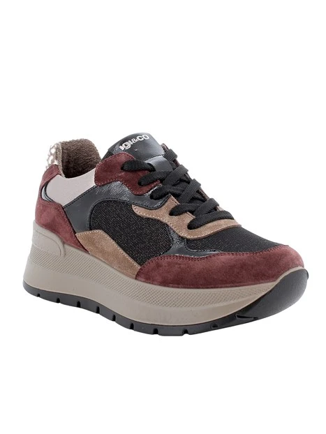 SNEAKERS BASSE MULTICOLOR CON INSERTI IN CAMESOCIO DONNA BORDEAUX