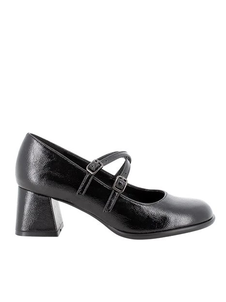 DÉCOLLETÉ IN PELLE VERNICIATA CON CINTURINI DONNA NERO