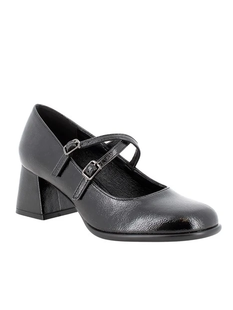 DÉCOLLETÉ IN PELLE VERNICIATA CON CINTURINI DONNA NERO