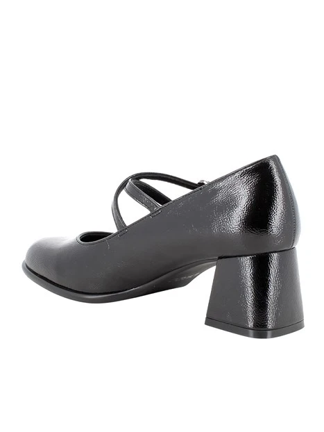 DÉCOLLETÉ IN PELLE VERNICIATA CON CINTURINI DONNA NERO