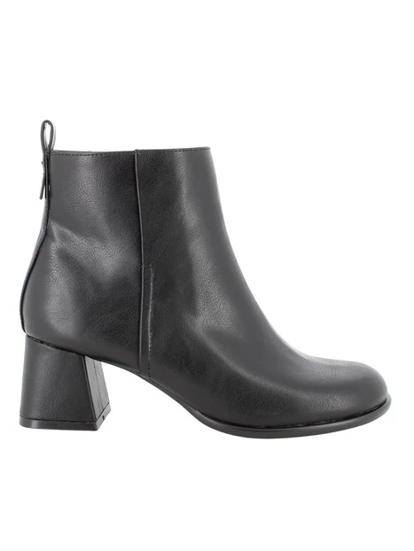 STIVALETTI TACCO ALTO EFFETTO PELLE CON ZIP DONNA NERO
