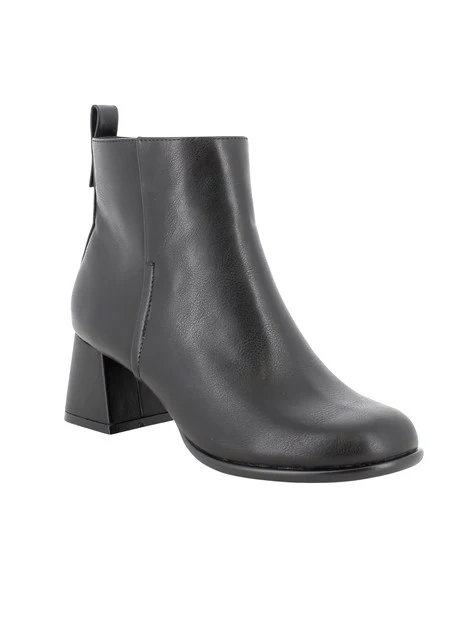 STIVALETTI TACCO ALTO EFFETTO PELLE CON ZIP DONNA NERO