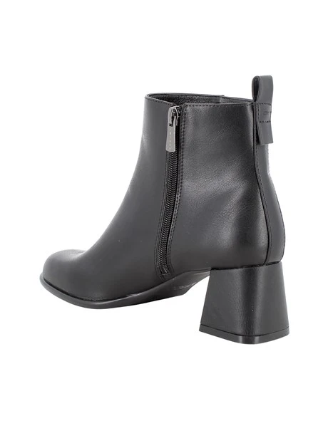 STIVALETTI TACCO ALTO EFFETTO PELLE CON ZIP DONNA NERO