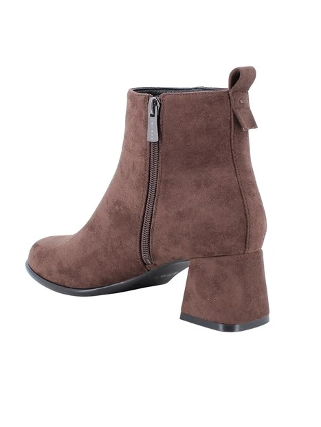 STIVALETTI TACCO ALTO EFFETTO CAMOSCIO DONNA MARRONE