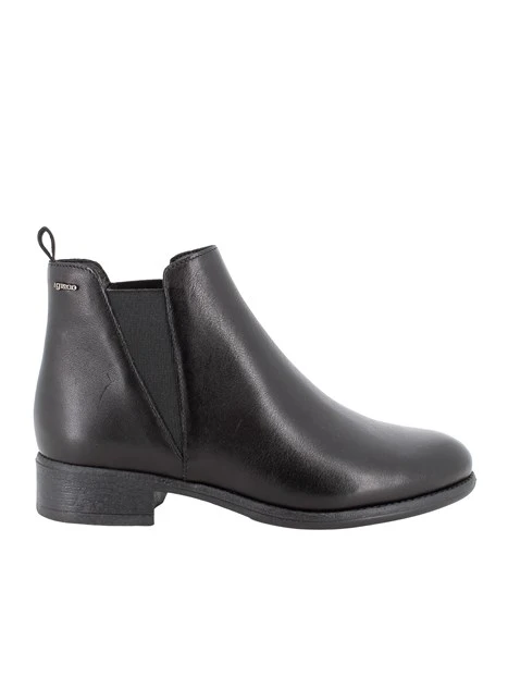 STIVALETTI TACCO BASSO IN PELLE CON ELASTICI DONNA NERO