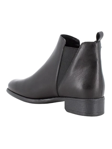 STIVALETTI TACCO BASSO IN PELLE CON ELASTICI DONNA NERO
