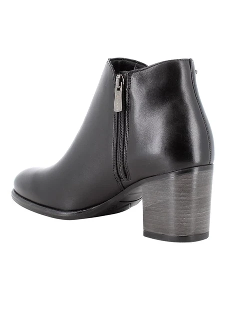 STIVALETTI TACCO ALTO IN PELLE CON SCOLLO A V DONNA NERO