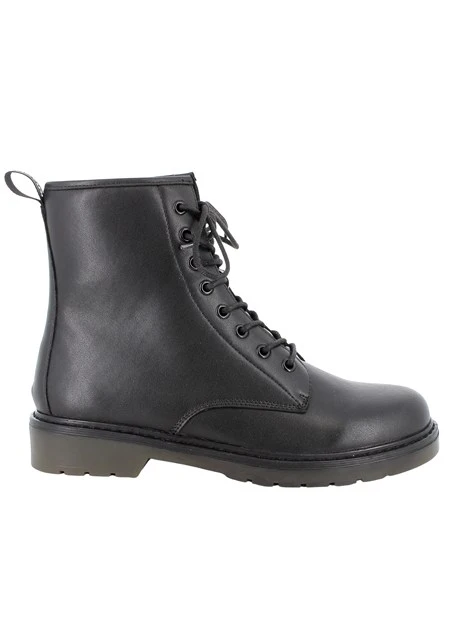 ANFIBI IN PELLE E CON LACCI DONNA NERO